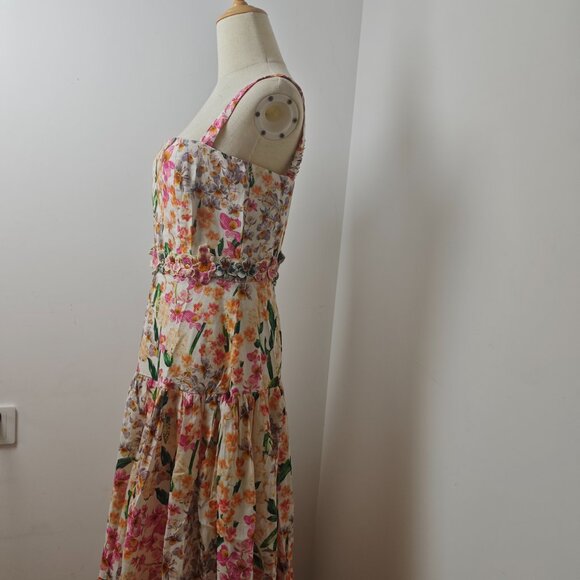Lima Jardiniera Tiered Floral Linen Maxi Dress - Picture 5 of 15
